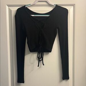 Black lace up sweater top